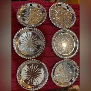 Irvinware stainless steel set of 6 vintage coasters